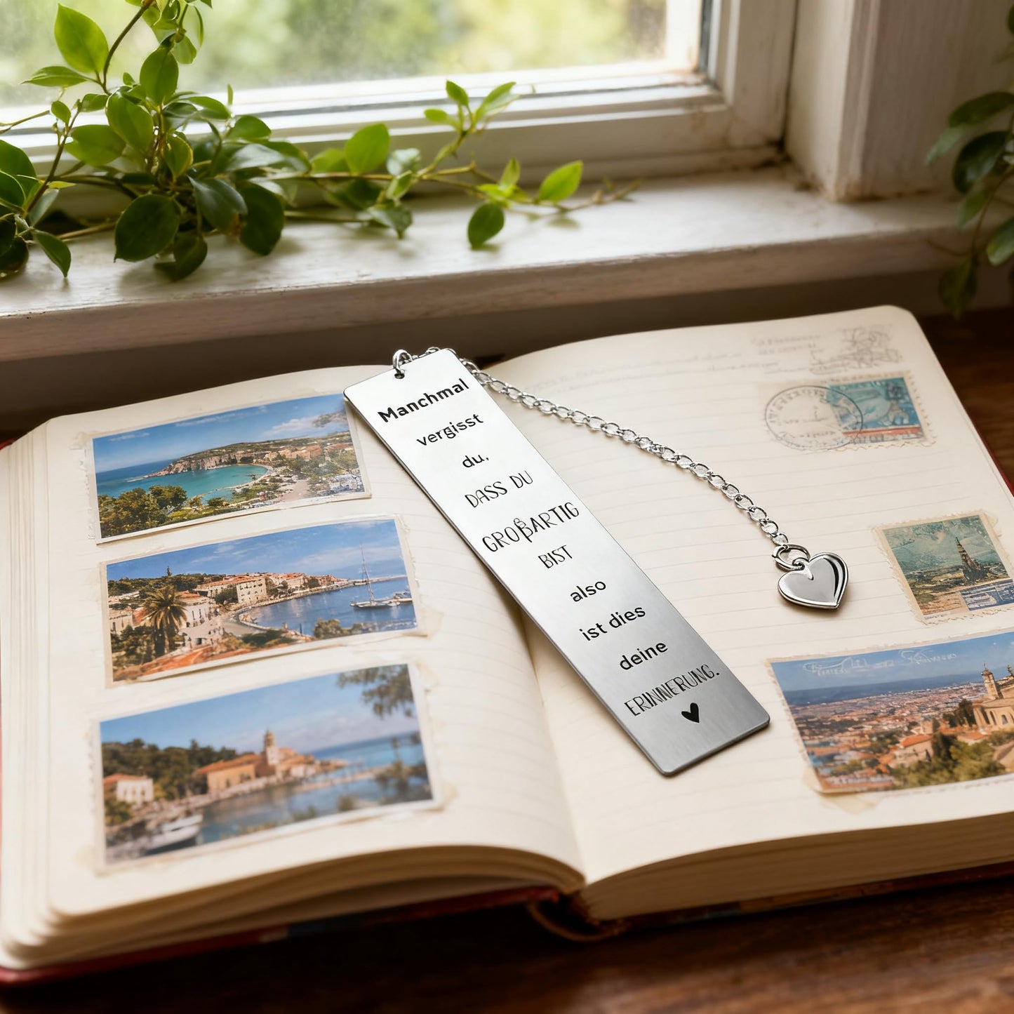 Inspirational German Bookmark with Heart Charm - You are Awesome Reminder - Stainless Steel Gifts for Women, Best Friend, German Speaker, Graduation - Includes Gift Box