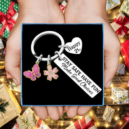 Sweet 16 Gifts for Girls Sweet Sixteen Keychain Happy 16th 18th 21st Birthday Gift for Sister Daughter Party Decorations