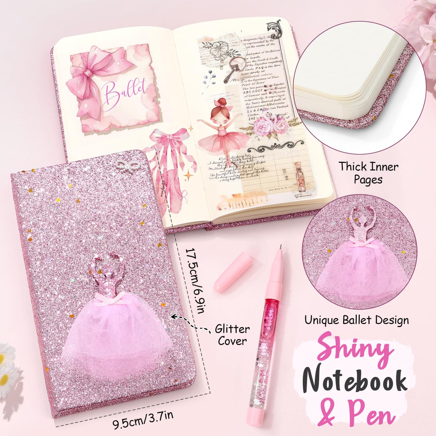 Golray 15 Pcs Dance Recital Gifts for Girls Age 5 6 7 8 12 with Ballet Dance Bag/Musical Ballerina Jewelry Box/Water Bottle/Journal Christmas Birthday Gifts Kid Girl Toy for Daughter, Granddaughter