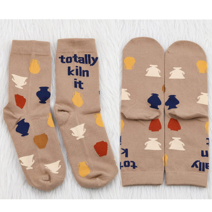 MBMSO Ceramic Artist Gifts 2 Pairs Totally Kiln It Pottery Socks for Pottery Lover and Ceramic Maker