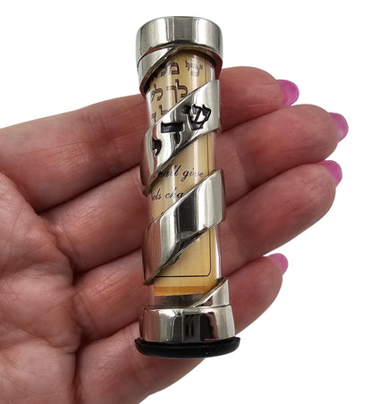 TALISMAN4U Protection CAR MEZUZAH with Travelers Prayer Scroll Hebrew Shadai Spiral Design Jewish Mezuza from Israel Jerusalem Art Judaica Gift