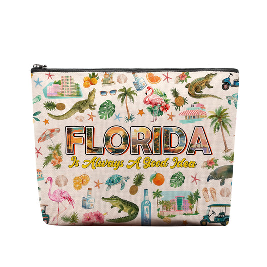 Florida Makeup Bag, Florida Gifts For Women Friends, Vacation Souvenirs Makeup Pouch, Travel Toiletry Bag With Zipper, Birthday Anniversary Christmas Gifts For Best Friend Bestie Her