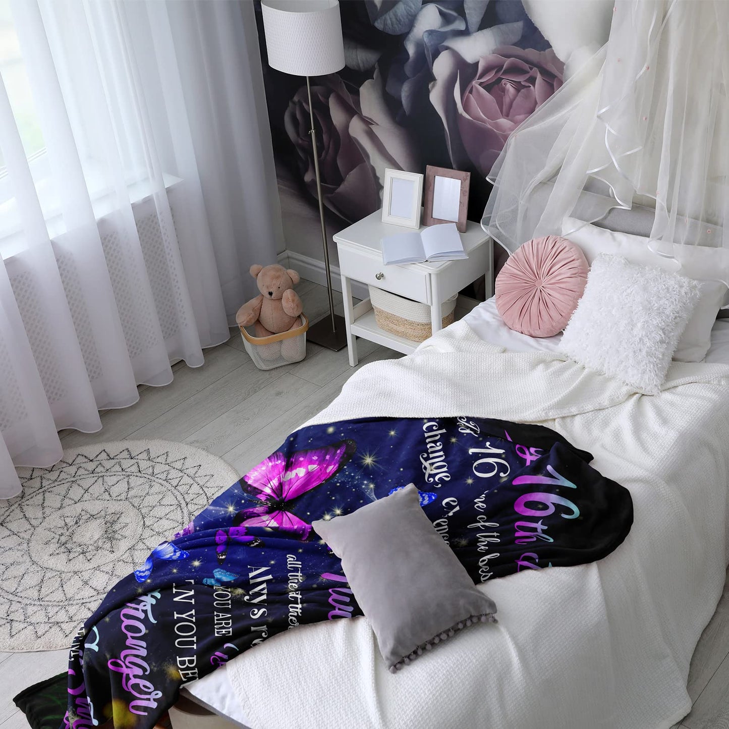 Ryubein Sweet 16 Gifts for Girls, 16th Birthday Gifts for Girls, Sweet Sixteen Gifts for Girl, 16 Year Old Girl Birthday Gift Ideas, Presents for 16th Birthday Decorations Blanket 50" X 60"