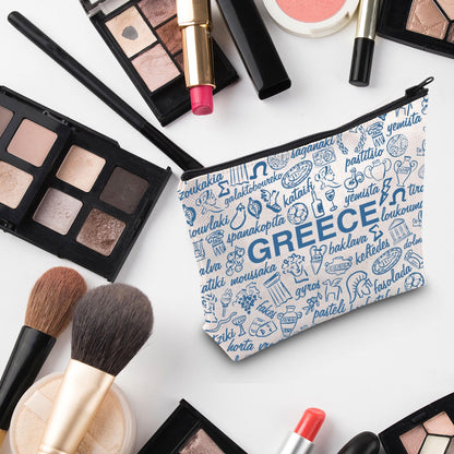 G2TUP Funny Greece Lovers Gift Greece Food Makeup Bag Greece Traveller Cosmetic Bag Greek Culture Lovers Gift (Greece Food MB)