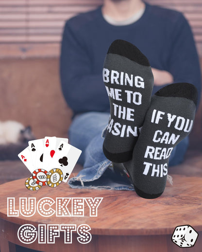 Eurzom 6 Pairs Funny Casino Crew Socks for Men Women Novelty Poker Dice Pattern Sock Mom Father Birthday Gift Casino Lover