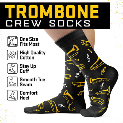 Trombone Gifts - Unique Socks for Men, Cool Gifts for Trombone and Music Lovers, Musicians Accessories