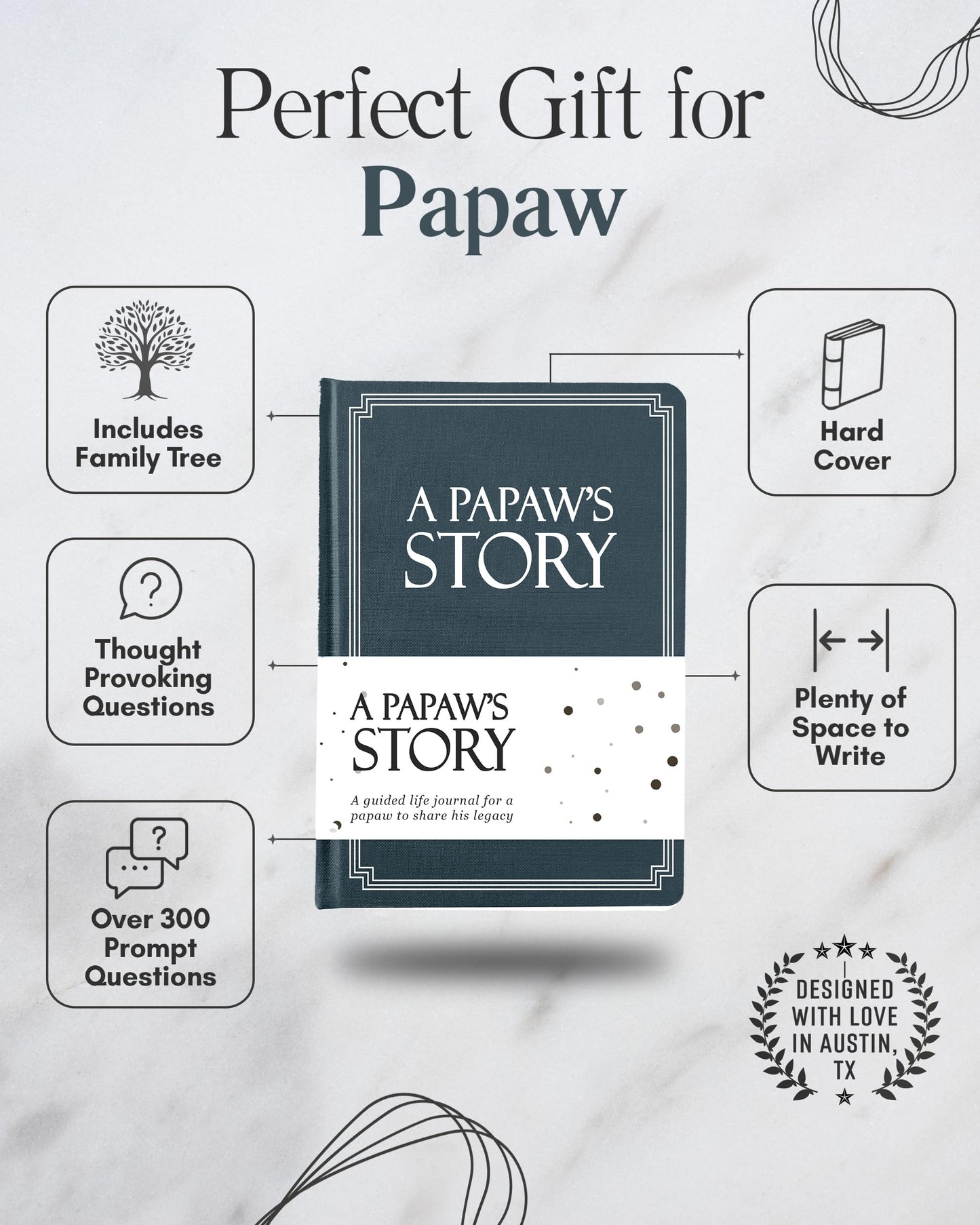 Papaw's Life Story Journal (Hardcover): A Meaningful Keepsake for Papaw to Share His Journey and Memories, Book Includes 250+ Prompt, Sentimental Gift for Father's Day, Birthday & Christmas