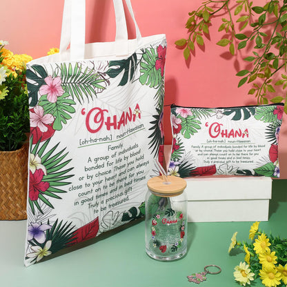 Chuangdi 4 Pcs Hawaiian Gifts for Women Hawaii Souvenirs Canvas Bag Cosmetic Bag 16 oz Tumbler and Keychain Summer Gifts for Friend Lover Sister Traveler