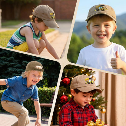 2 Pack Promoted to Big Brother Gifts for Boy Toddler, Includes 1 Big Brother Baseball Hat Toddler with Excavator Design 1 Pair Baby Boy Tractor Socks Light Khaki