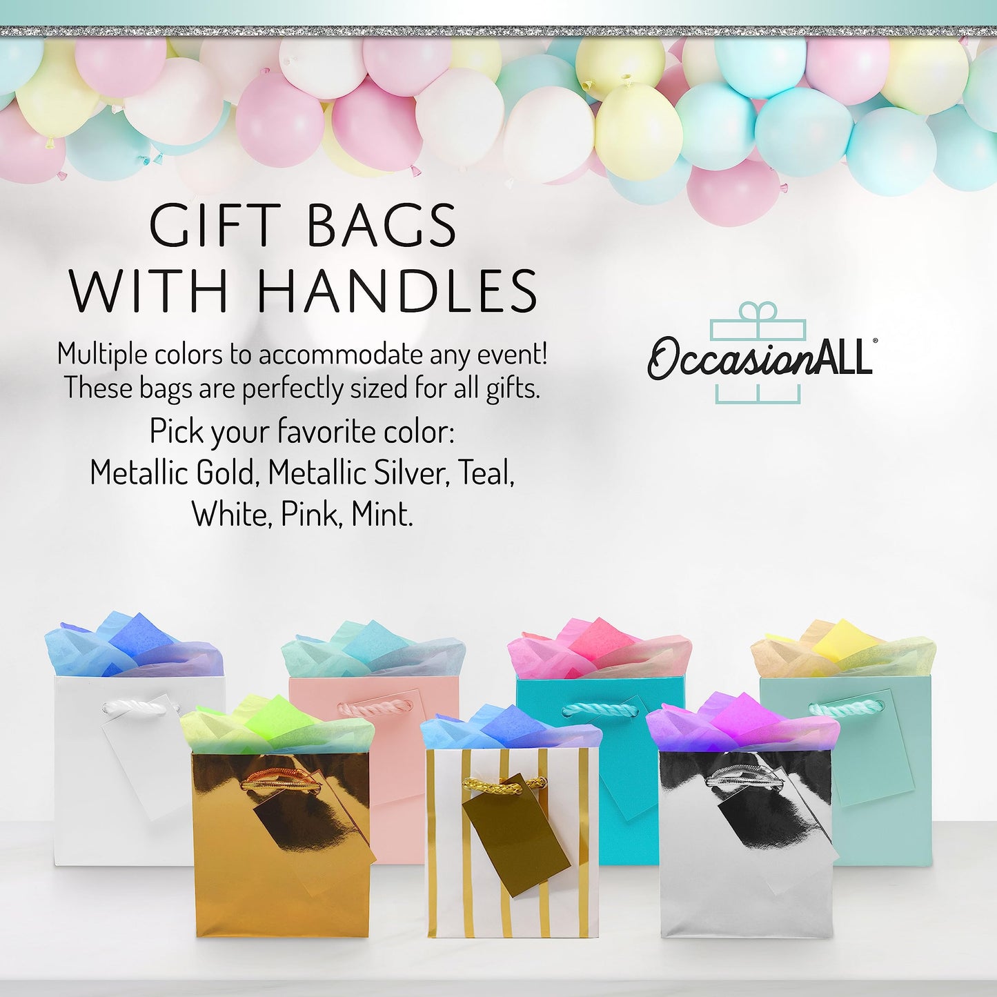 OccasionALL Tiny Gold Gift Bags, Mini Paper Gift Bags with Handles for Gift Cards, Wedding Showers, Party Favors, Events, Goodie Bags, Retail Shopping, Bulk, 4x2.75x4.5, 12 Pack