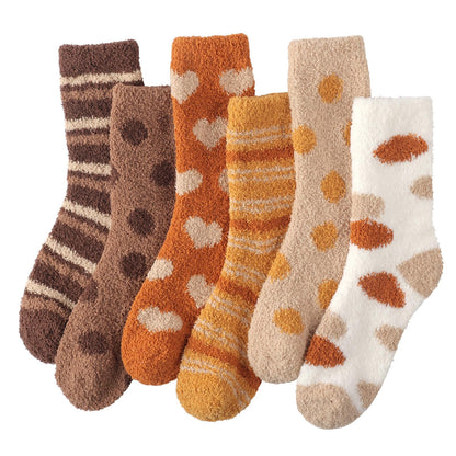 Plush Slipper Socks Women - Colorful Warm Fuzzy Crew Socks Cozy Soft for Winter Indoor