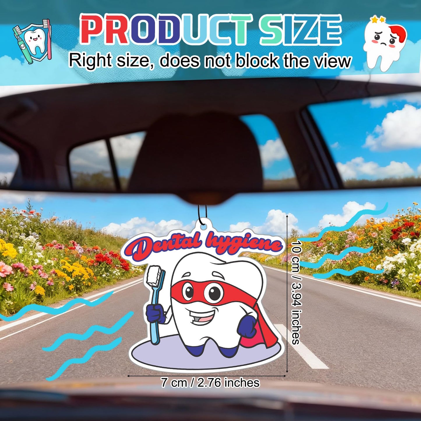 Siifert 24 Pcs Dental Hygienist Gifts for Hygiene Week Funny Air Freshener Car Scented Hanging Tooth Decor for Doctor Nurse Medical Staffs Dentists Assistants Student Teacher Appreciation Gifts