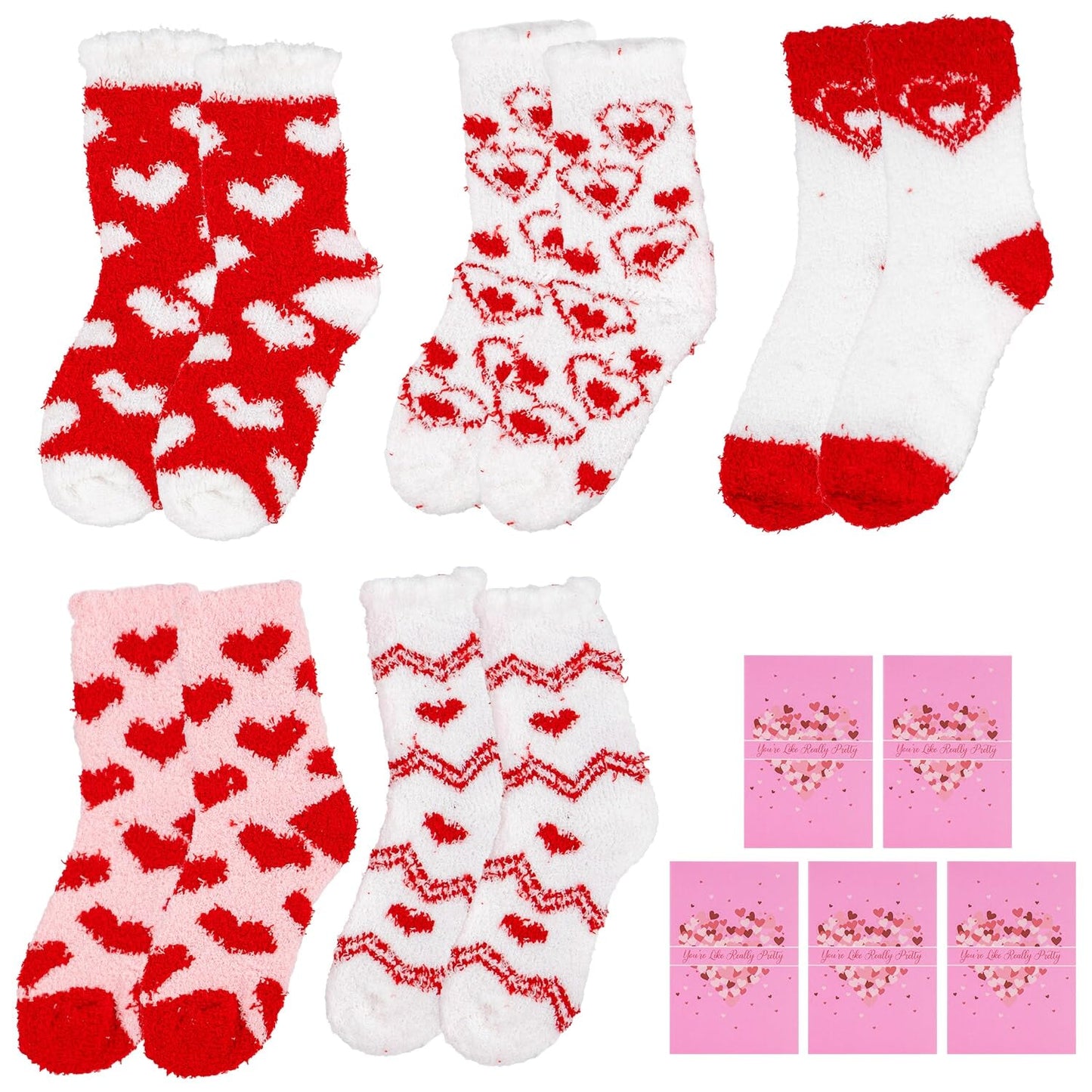 Ithmahco Mothers Day Fuzzy Slipper Socks Gifts for Women Mom, 5 Pairs Fluffy Socks & Gift Card for Sisters Friends Her