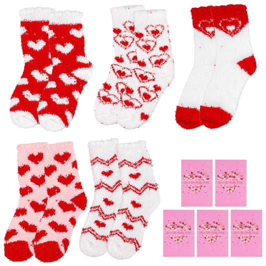 Ithmahco Mothers Day Fuzzy Slipper Socks Gifts for Women Mom, 5 Pairs Fluffy Socks & Gift Card for Sisters Friends Her