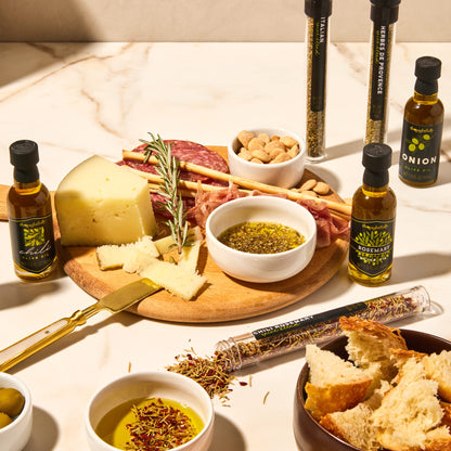 Thoughtfully Gourmet, Olive Oil Spice Infusion Gift Set, Premium Cold Pressed Extra-Virgin Olive Oil from Spain, Includes 4 Flavored Olive Oils and 3 Flavorful Spice Infusion Blends, Set of 7