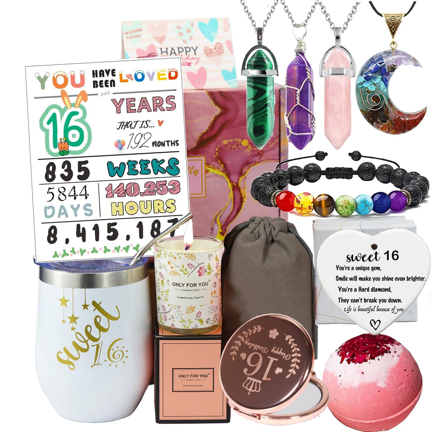 Carselage 16th Birthday Gifts for Girls, Unique Sweet 16 Birthday Gift Ideas, Happy 16 Year Old Birthday Decorations Gifts for Teenager Girls, Younger Sister, Daughters, Granddaughters