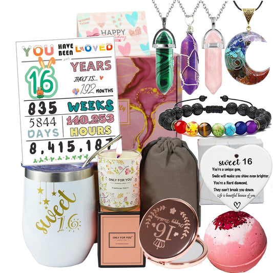 Carselage 16th Birthday Gifts for Girls, Unique Sweet 16 Birthday Gift Ideas, Happy 16 Year Old Birthday Decorations Gifts for Teenager Girls, Younger Sister, Daughters, Granddaughters