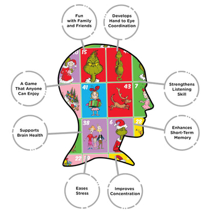 Aquarius Grinch Family Bingo Game - Officially Licensed Christmas Party Game Ages 8+, 2-18 Players - for Kids, Teens, Adults, and Families