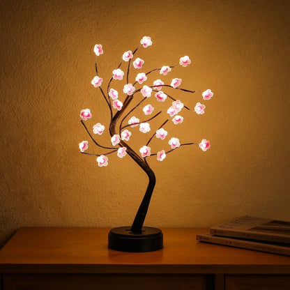 Cherry Blossom Tree Lamp, 18inch 36 Led Bonsai Tree Lights, Battery/USB Operated Japanese Decor Night Lights for Teacher Appreciation Graduation Back to School Bedroom Home Gift Idea,Warm White