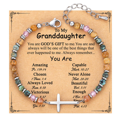 TONY & SANDY Christian Cross Bracelet for Women, Graduation Gifts for Teens Kids Girls, Confirmation Baptism Gifts, Unique Gift for Friends Daughter Mom Sister in Christ Birthday Christmas