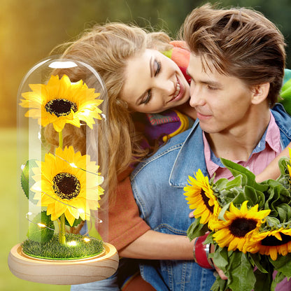 Birthday Gifts for Women Mothers Day Sunflower Gifts for Mom from Daughter, Mom Gifts for Women Sister Grandma Wife Teacher Friends Female,Mothers Day Flowers Gifts,Sunflowers Decor in Glass Dome