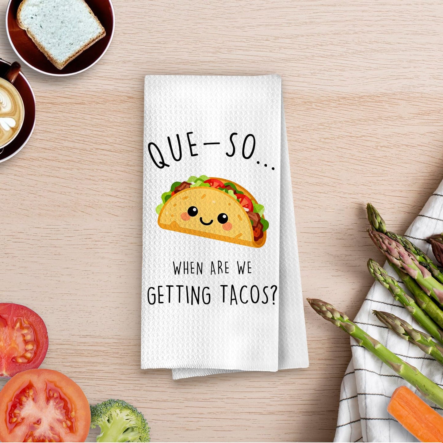 Taco Gifts Kitchen Towels - Funny Taco Bar Decorations, Funny Mexican Tuesday Decorative Waffle Dish Towels, Hostess Mexican Gifts Hand Towel, Hostess Gift Tea Towel, 16×24 Inches