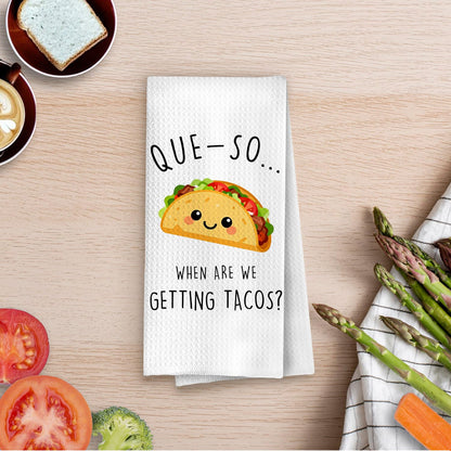 Taco Gifts Kitchen Towels - Funny Taco Bar Decorations, Funny Mexican Tuesday Decorative Waffle Dish Towels, Hostess Mexican Gifts Hand Towel, Hostess Gift Tea Towel, 16×24 Inches