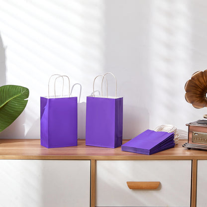 SUNCOLOR 24-Pack Purple Gift Bags with Handles – 8" Goodie Bags for Party Favor Bags, Birthdays, Weddings & Special Occasions (Purple)