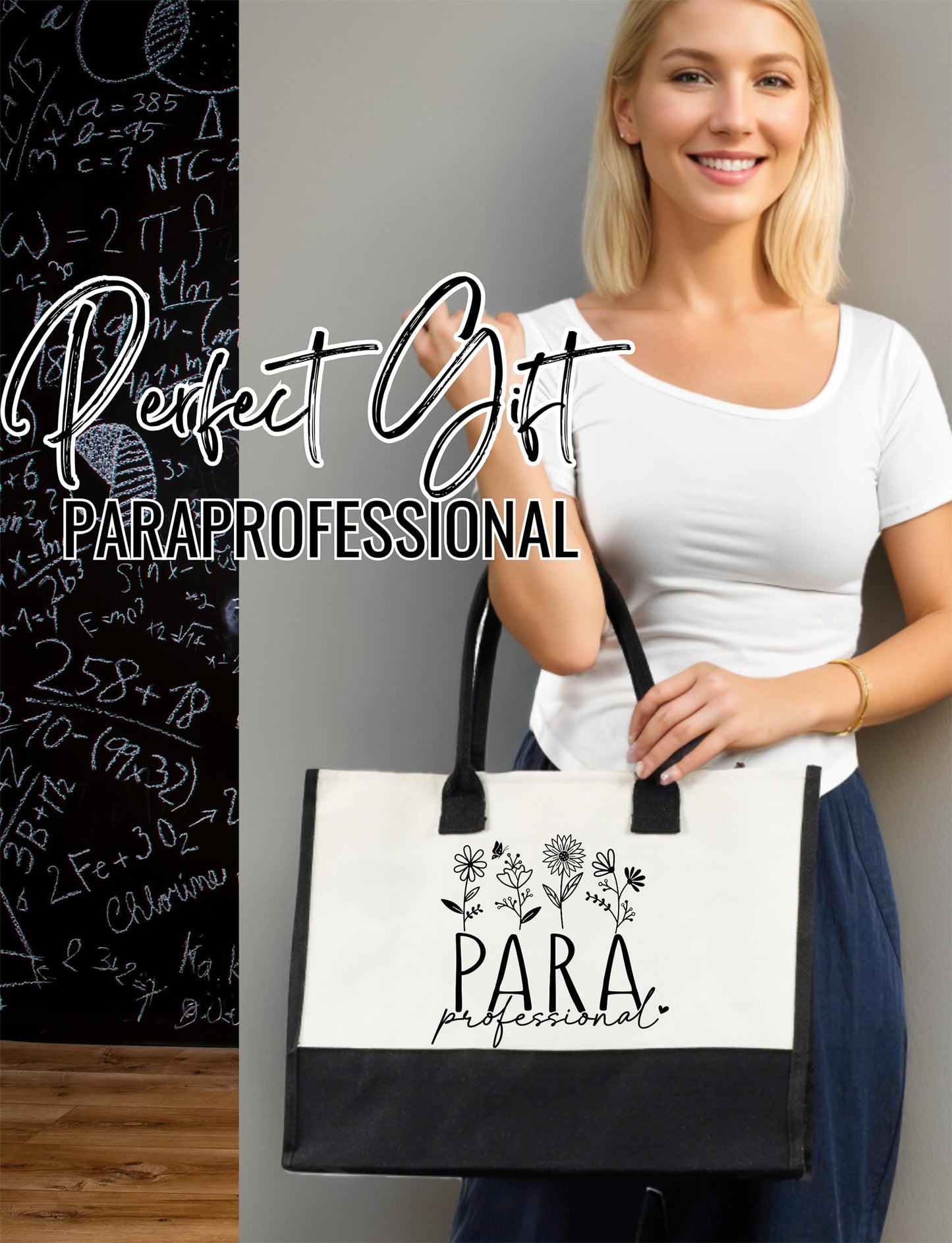 InnoBeta Paraprofessional Gifts for Women Canvas Tote Bag on Paraprofessional Appreciation Day, Tote with Top Zipper Closure and Shoulder Strap