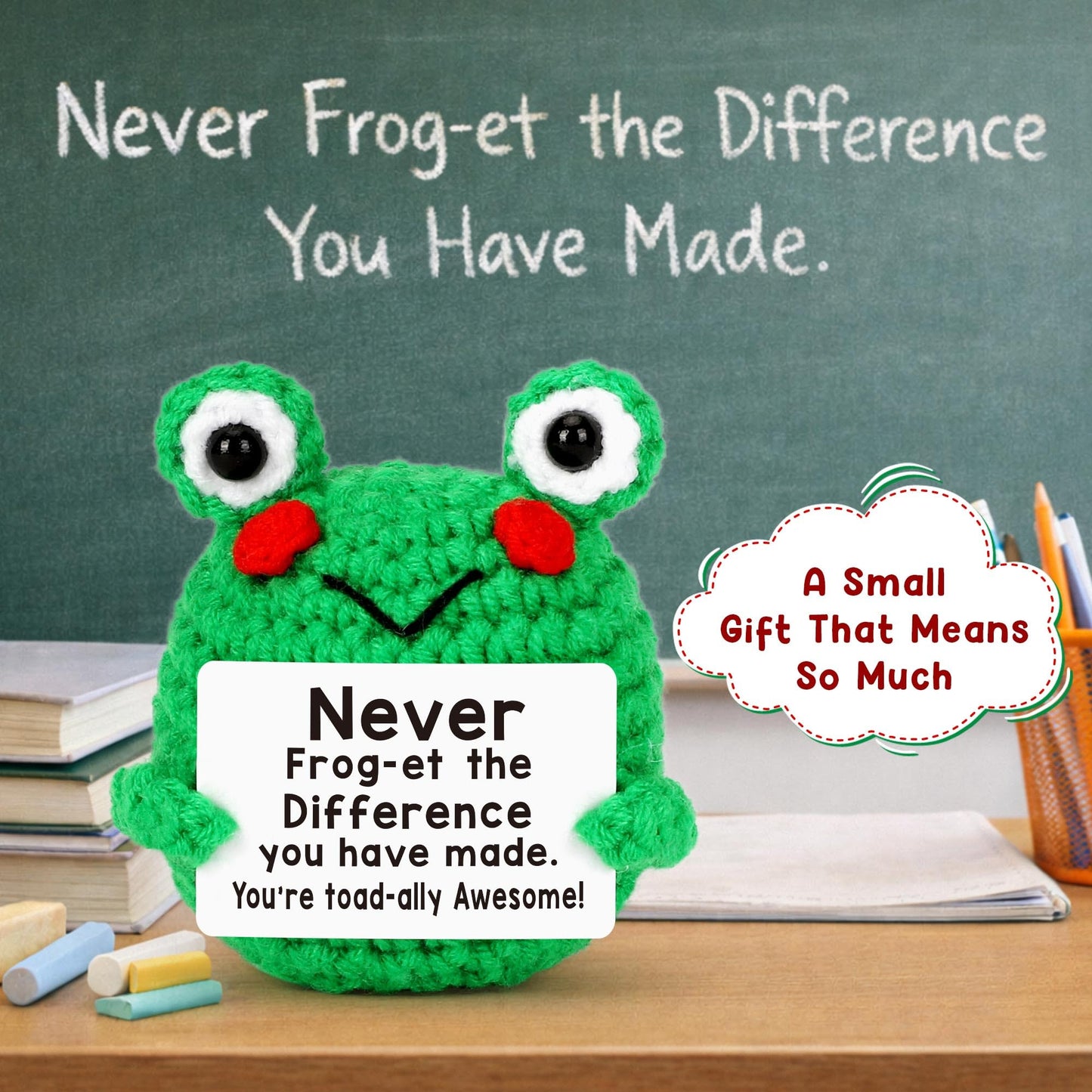 Teacher Appreciation Gifts - Thank You Gifts for Teachers Nurse Boss Coworker Employee Appreciation Gift Administrative Assistant, Cute Crochet Frog Gift Graduation Teacher's Day Retirement Farewell