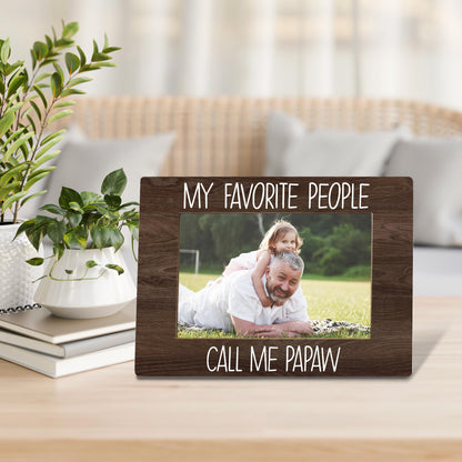 My Favorite People Call Me Papaw Picture Frame, Papaw Grandpa Gifts for Father's Day, Best Grandpa Gifts Photo Frame 4x6, Grandfather Wooden Photo Picture Frames for Desk Tabletop Decor
