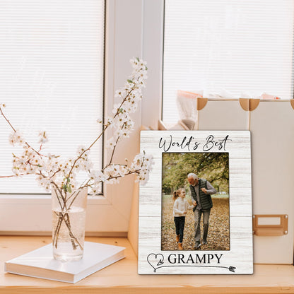 Fathers Day Grampy Picture Frames - Grandpa Photo Frame, GrampyGrandpa Gifts for Father's Day Birthday from Grandkids Grandchildren, World's Best Grampy Picture Photo Frames for Home Bedroom Decor, 5x7
