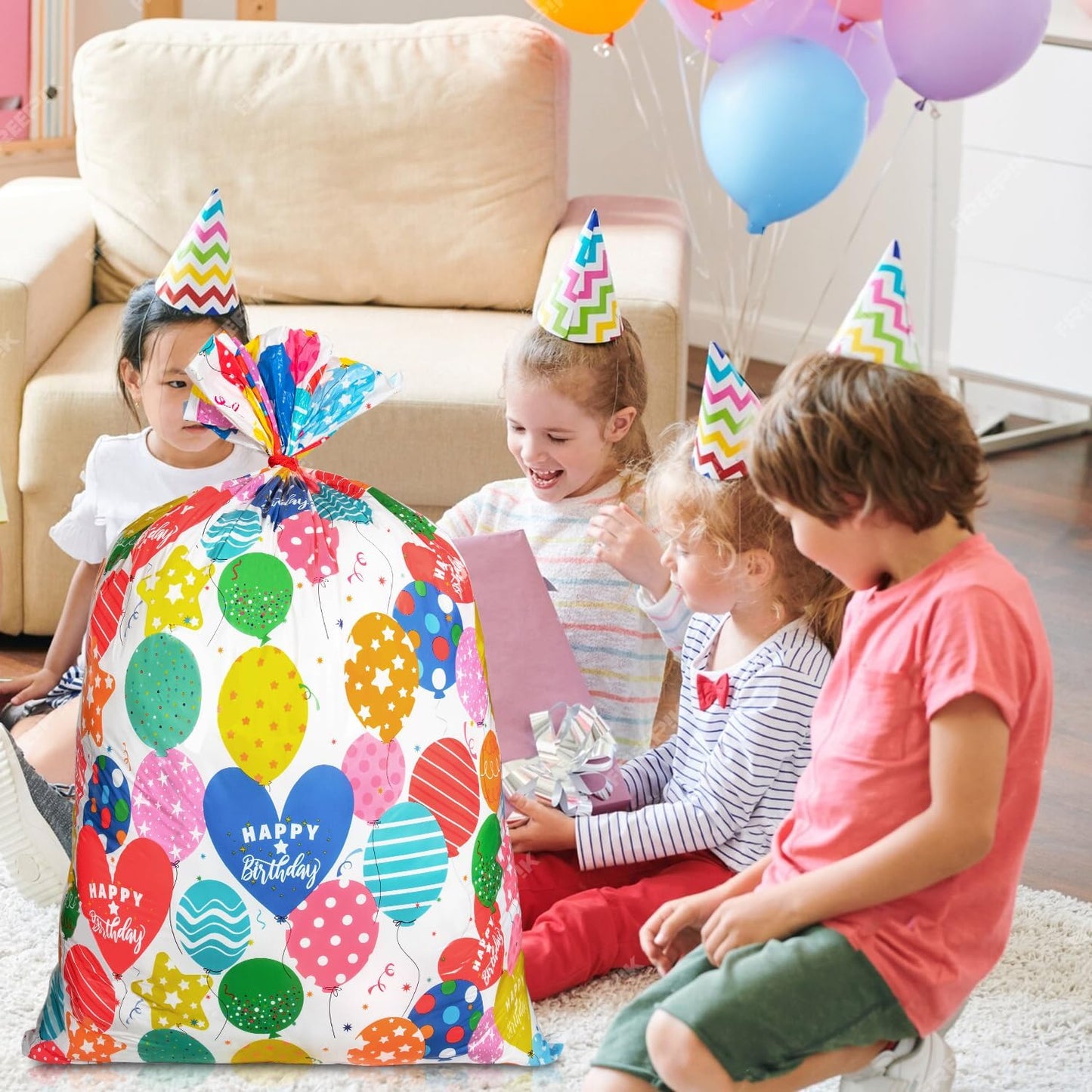 Sofier Large Birthday Gift Bags 36''x56'' Jumbo Happy Birthday Gift Wrap Extra Large Plastic Gift Bags for Big Giant Presents Kids Party