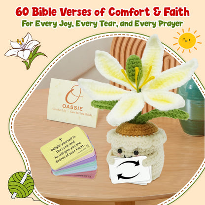 OASSIE Christian Gifts for Women - Positive Crochet Flower with 60 Bible Verses Prayer Cards - Graduation Religious Spiritual Mothers Day Birthday Encouragement Gifts for Women Mom Daughter Her Friend