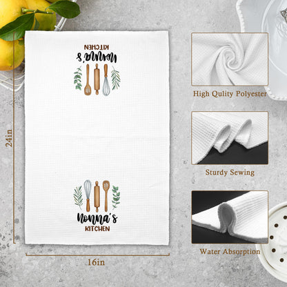 Nonna's Kitchen Towels Gifts, Grandma Christmas Bathroom Hand Towels Gifts for Nonna Birthday Mother's Day, Rustic Eucalyptus Leaf Tea Dish Towel Decor 16x24in
