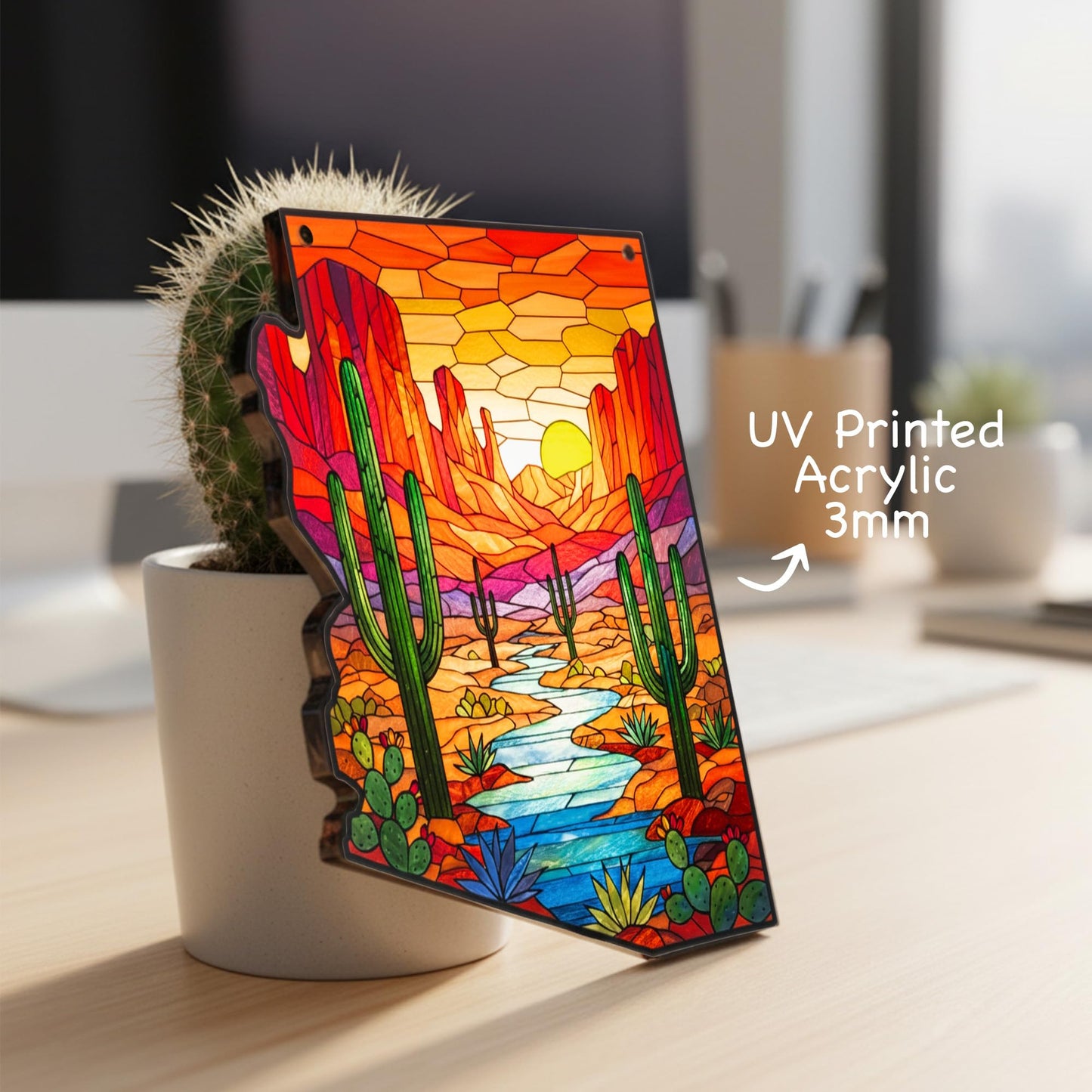 Arizona Landscape Acrylic Ornament Xmas Decor 2025, Arizona Desert Cactus Ornaments Gift for Tourists, Ideal Travel Gifts for Women Men Family & Friends, American Gifts for Women