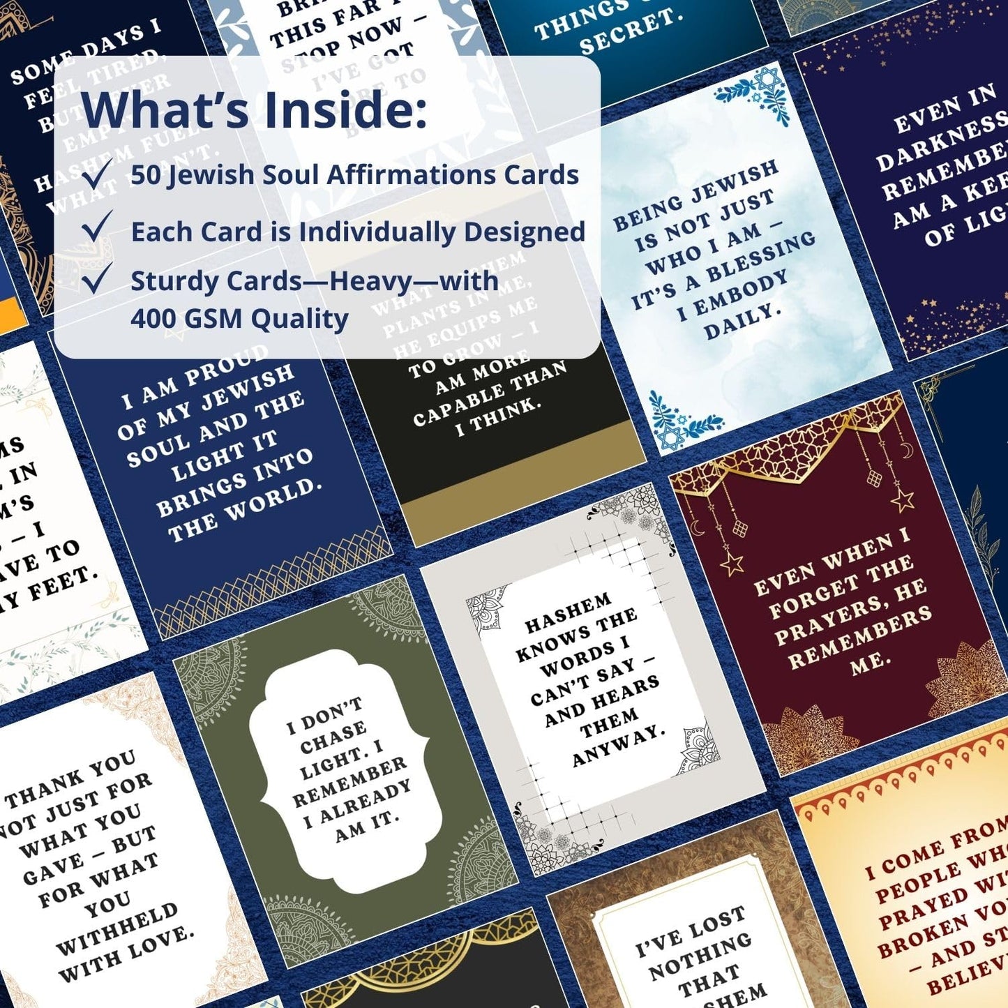 Isaac Liev Positive Jewish Affirmation Cards for Men & Women Kids & Teens– 50 Spiritual Daily Affirmation Quotes Card Deck – Meaningful Jewish Gifts Judaica Gift for Friend, Shabbot Host & Holidays