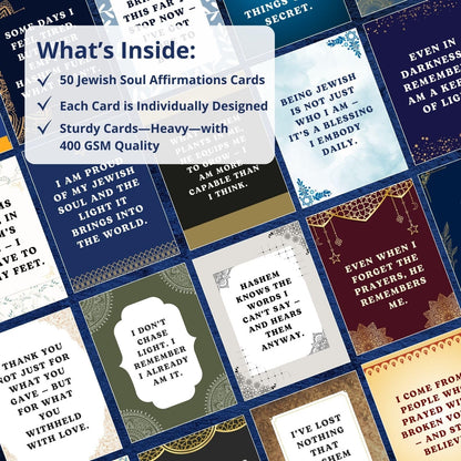 Isaac Liev Positive Jewish Affirmation Cards for Men & Women Kids & Teens– 50 Spiritual Daily Affirmation Quotes Card Deck – Meaningful Jewish Gifts Judaica Gift for Friend, Shabbot Host & Holidays