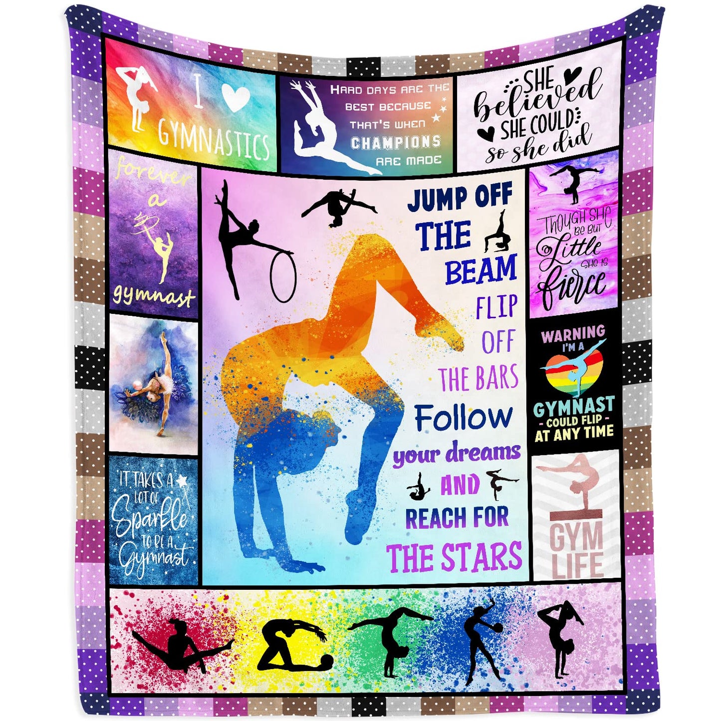 Gymnastics Gifts Blanket 50"x40", Gymnastic Gift for Girls, Gym Room Decor, Gym Party Present Decorations, Birthday Christmas Party Gift Ideas for Teens Kids Daughter Granddaughter