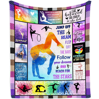 Gymnastics Gifts Blanket 50"x40", Gymnastic Gift for Girls, Gym Room Decor, Gym Party Present Decorations, Birthday Christmas Party Gift Ideas for Teens Kids Daughter Granddaughter