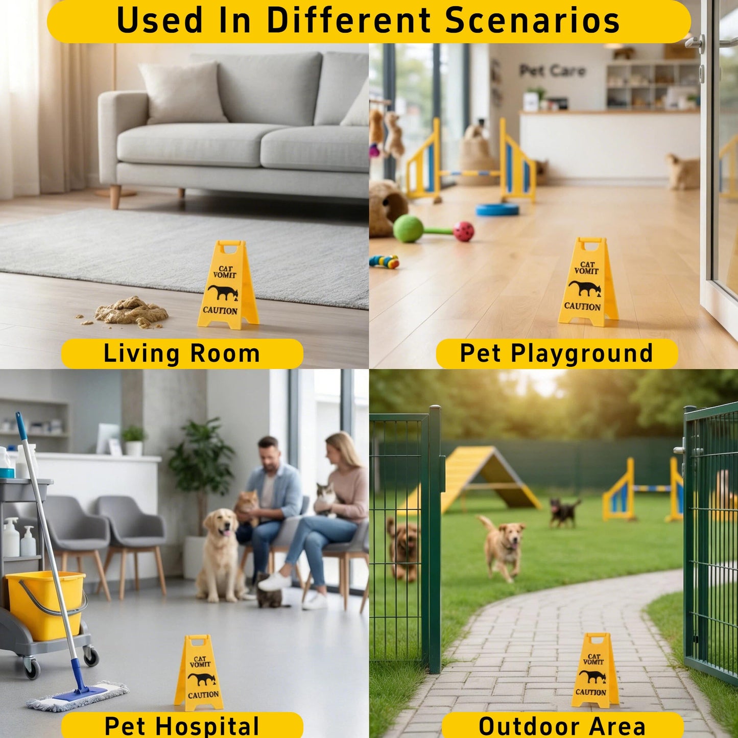 2 Pcs Mini Cat Vomit Caution Sign - 5 Inches Funny Cat Gifts for Women, Cat Vomits Warning Signs for Cat Lovers, Perfect Gag Gifts for Cat Mom or Cat Dad