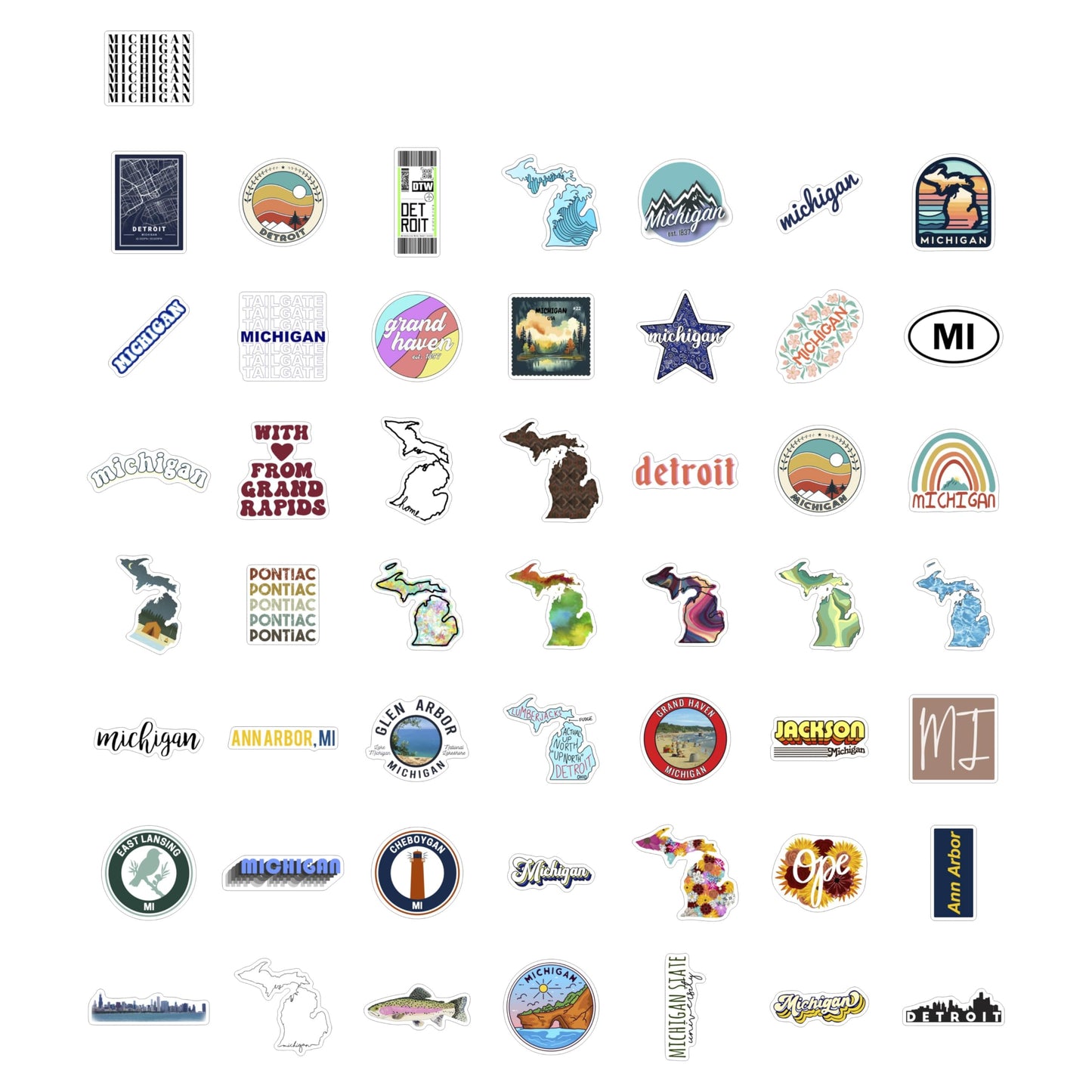 BulbaCraft Michigan Stickers for Water Bottle and Laptop - Michigan State Gifts, Party Supplies & Decorations, Waterproof Vinyl Decals, State Pride and Icon Stickers, Gifts for Women & Men