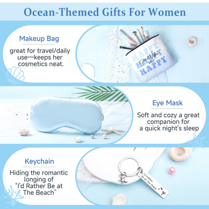 Birthday Gifts for Women, Ocean-Themed Gift Set for Women, Inspirational Thank You Gift Box, Christmas Gifts Beach Spa Self Care Basket for Her Teen Girl Sister Friend Friendship Mom