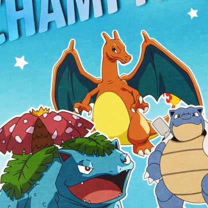 Hallmark Pokémon Kids Birthday Card with Button (Celebrate Like a Champion) for Son, Daughter, Grandchild