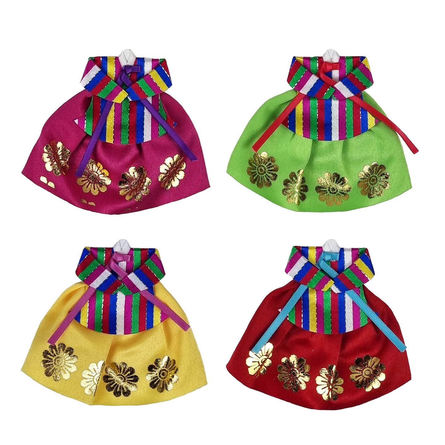 Korean Hanbok Magnets - Traditional Dress Decorative Refrigerator Magnet Set of 4 - Korean Souvenir New Year's Gifts