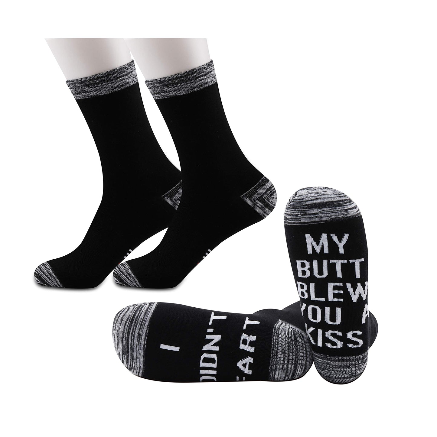 JXGZSO 2 Pairs Fart Joke Gift Fart Socks I Didn't Fart My Butt Blew You A Kiss Socks Poop Gift