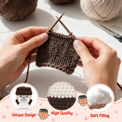 Agantree art Birthday Mom Gifts from Daughter Son Best Mom Affirmations Gifts for Mama Bonus Step Moms Mother Handmade Crochet Coffee Mug I Love You Gifts for Mom Positive Cute Small Decor
