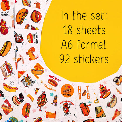 BulbaCraft 100Pcs Hot Dog Stickers for Laptop - Hot Dog Party Decorations, Gifts for Women & Men