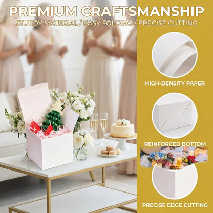 Jucoan 100 Pack White Paper Gift Boxes with Lids, 4 x 4 x 4 Inch Gift Wrapping Box Party Favor Box Goodies Treat Boxes Candy Boxes for Wedding, Bridesmaids Proposal, Birthday, Graduation, Mother's Day