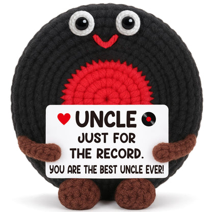 Fathers Day Uncle Gifts from Niece Nephew Best Uncle Ever Gifts Birthday Father's Day Retirement Favorite Uncles Gift from Niece Nephew Handmade Crochet Vinyl Record Music Lover Uncle's Gift